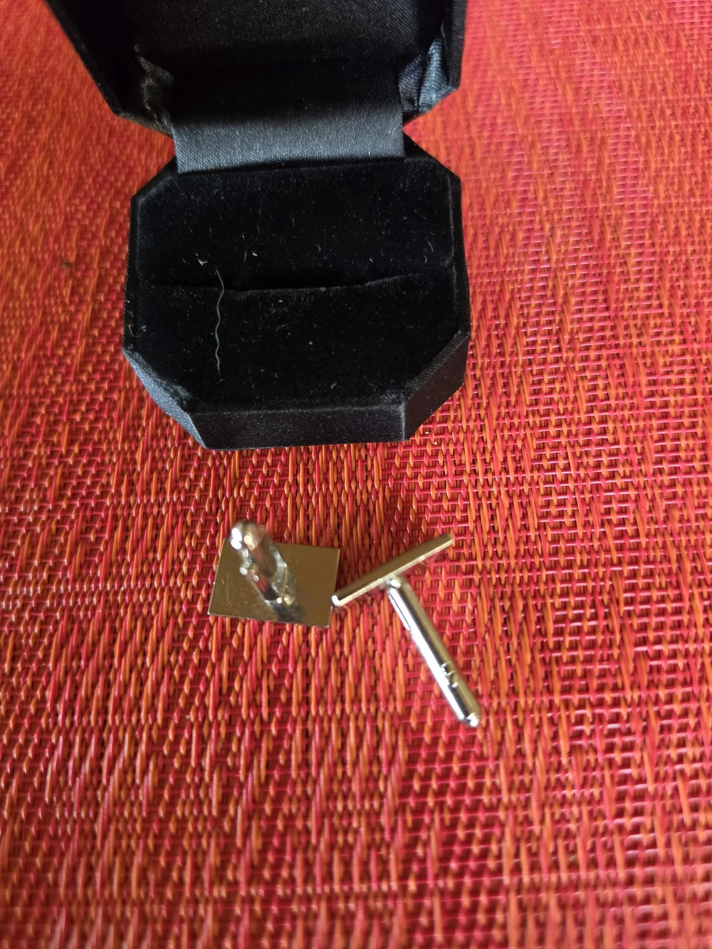 Vintage Gold Silver Black Tone Rectangular Cufflinks - Classic Formal Accessory